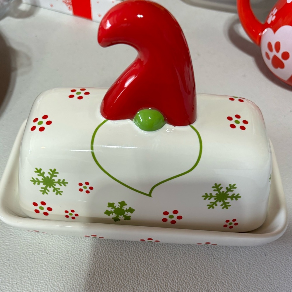 Santa Gnome Butter Dish